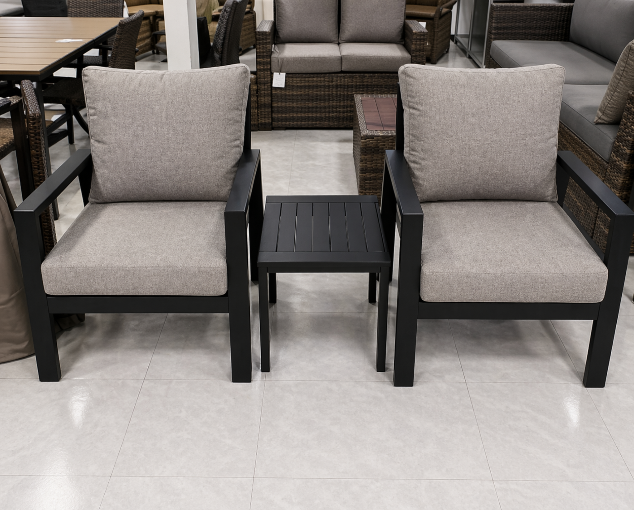 Modern Outdoor Lounge Chair Set with Side Table