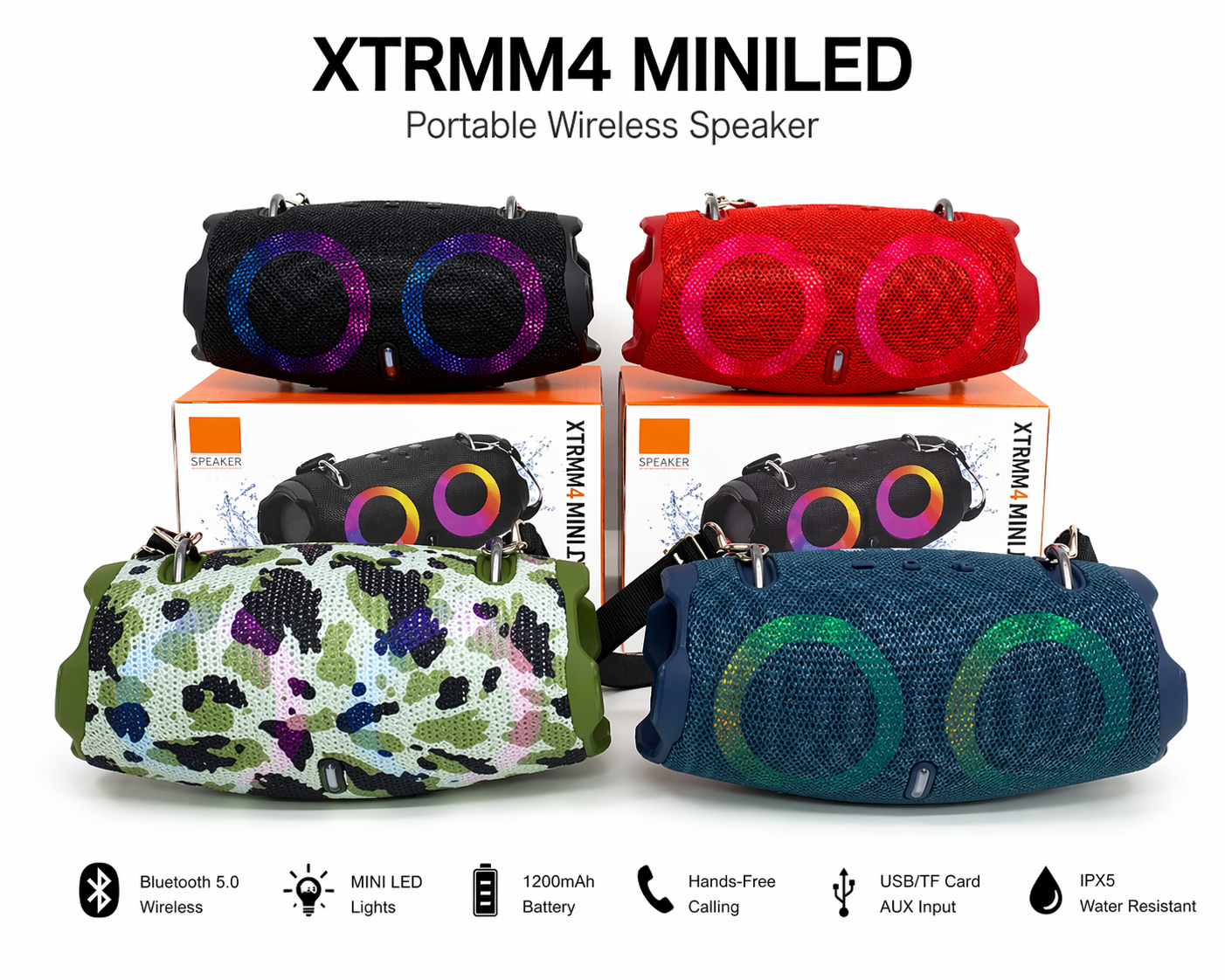 Portable Bluetooth Speaker with LED Lights