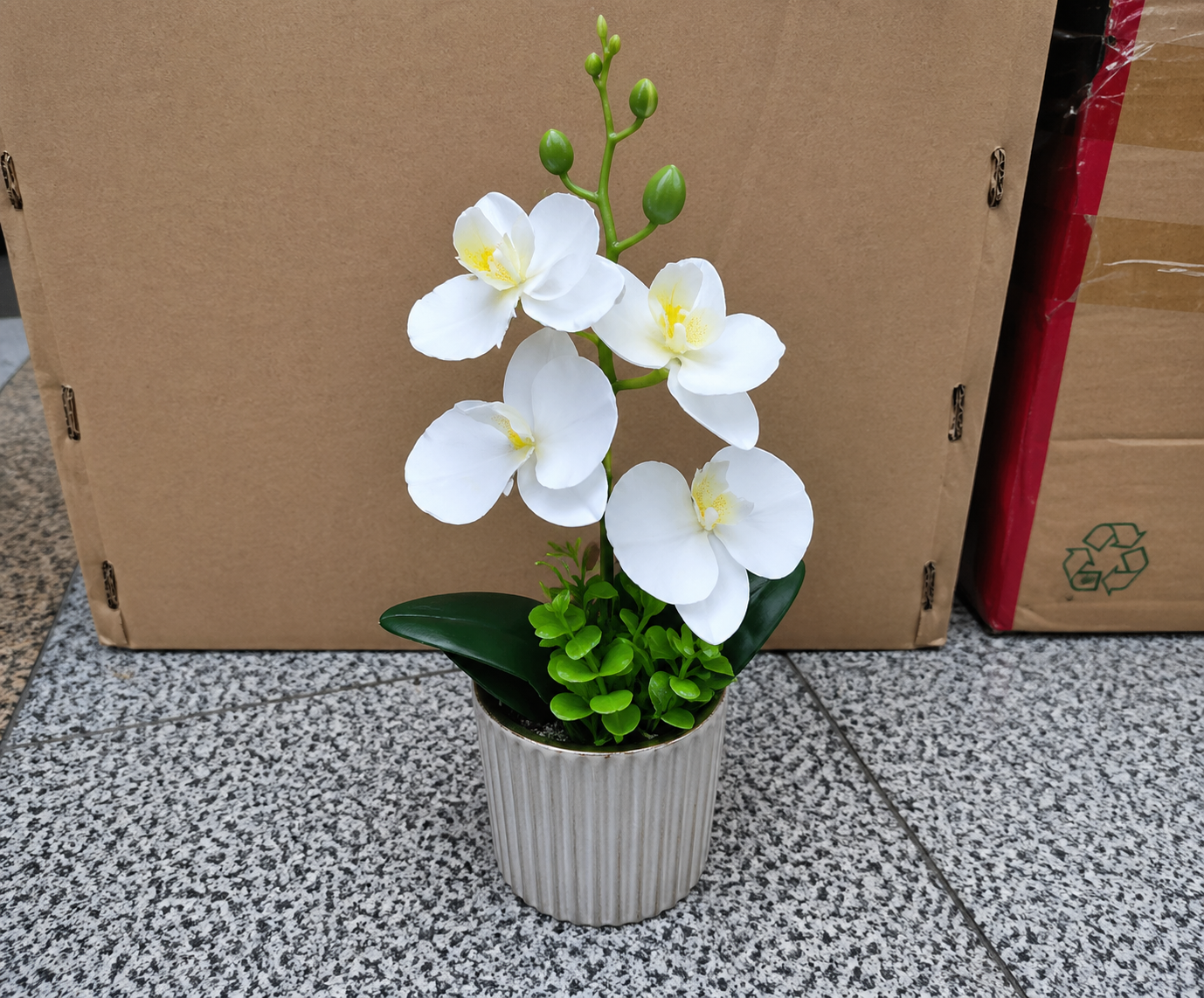 Artificial White Orchid Floral Arrangement