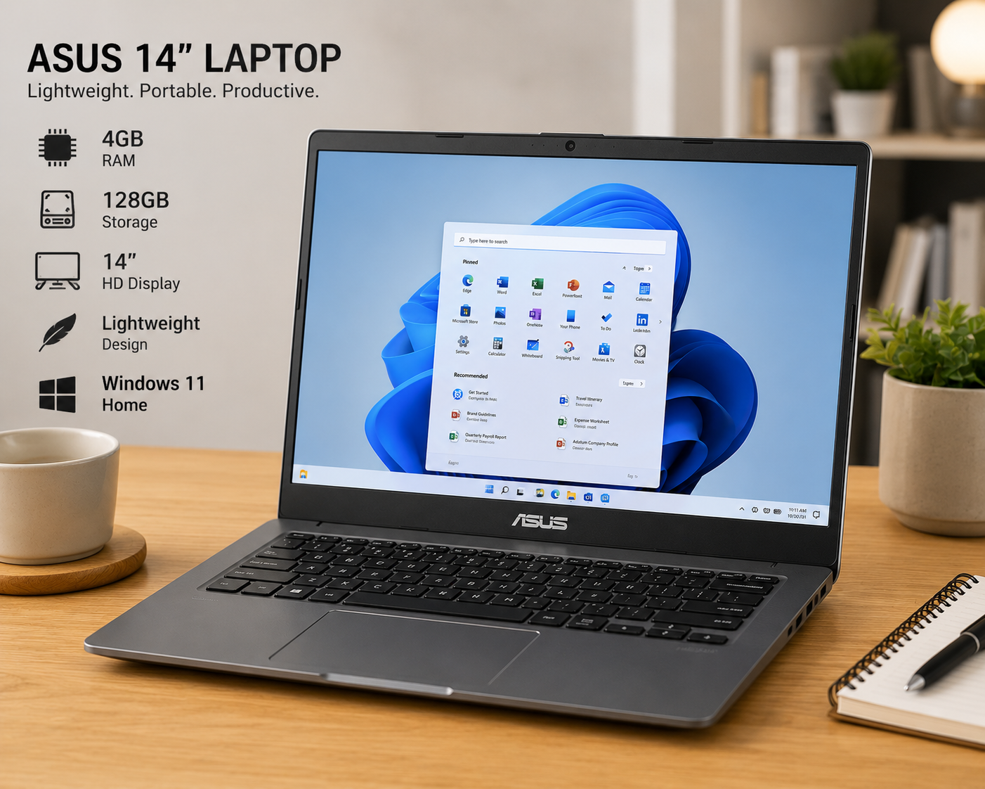 ASUS 14'' LAPTOP 4GB/128GB