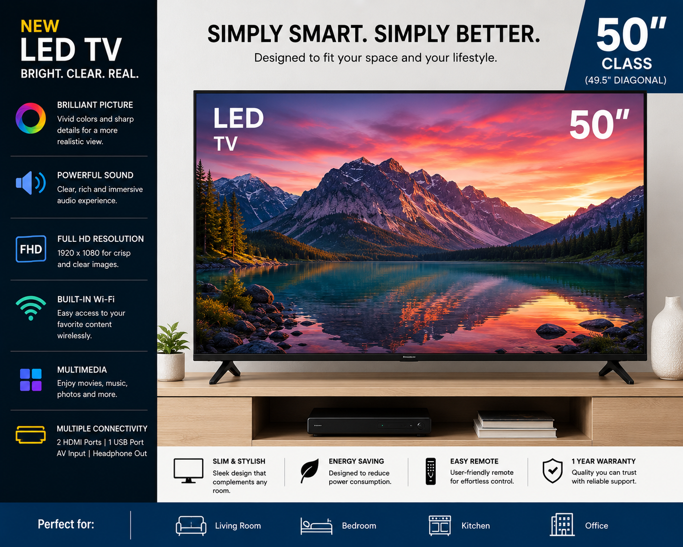 QBC LED 50'' TV
