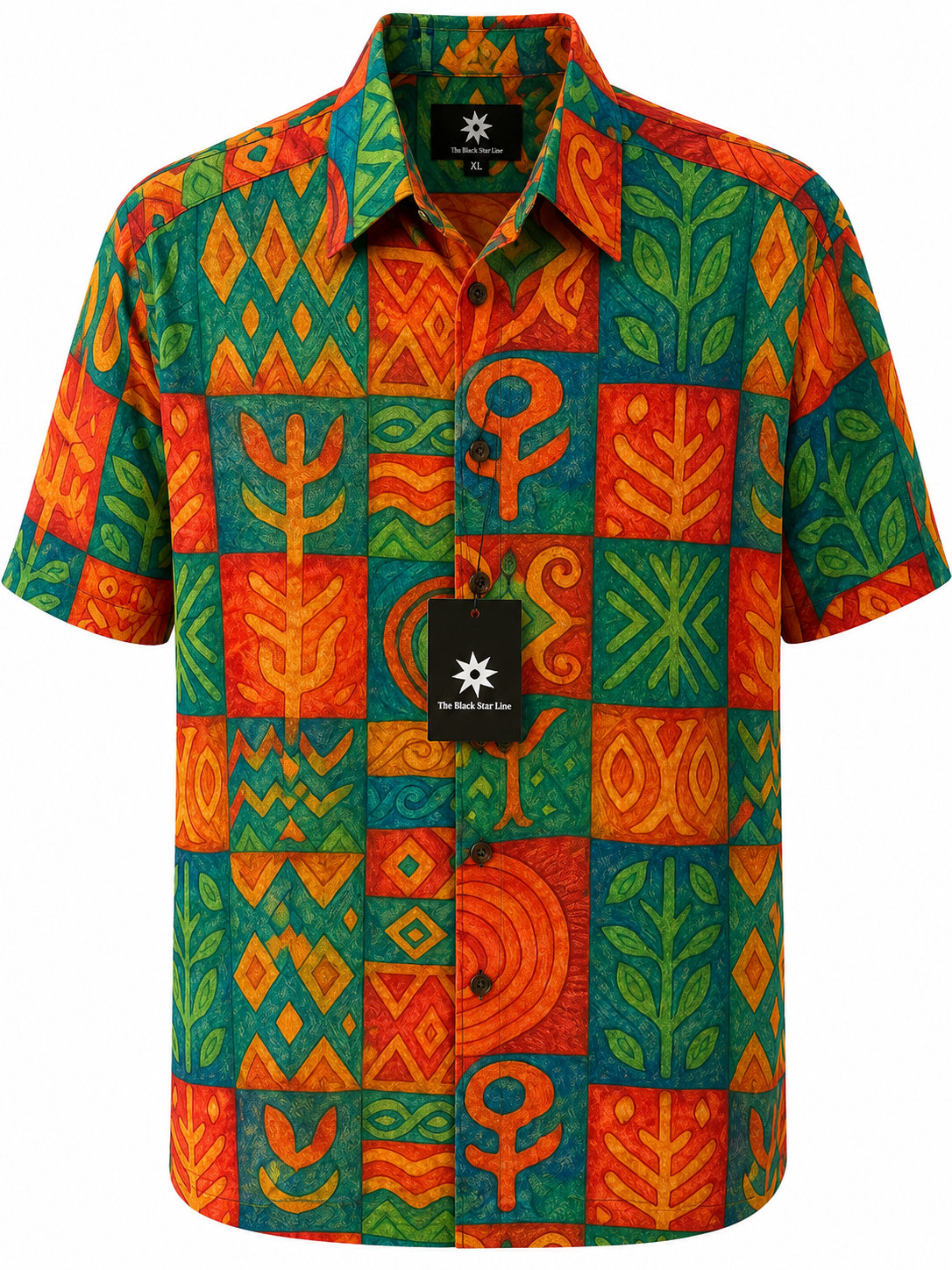 Men’s African Geometric Print Short-Sleeve Shirt