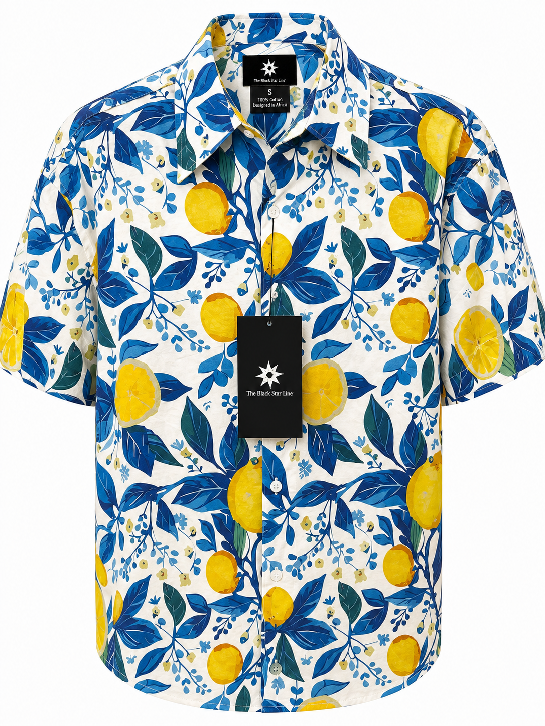 Men’s Lemon Floral Print Short-Sleeve Shirt