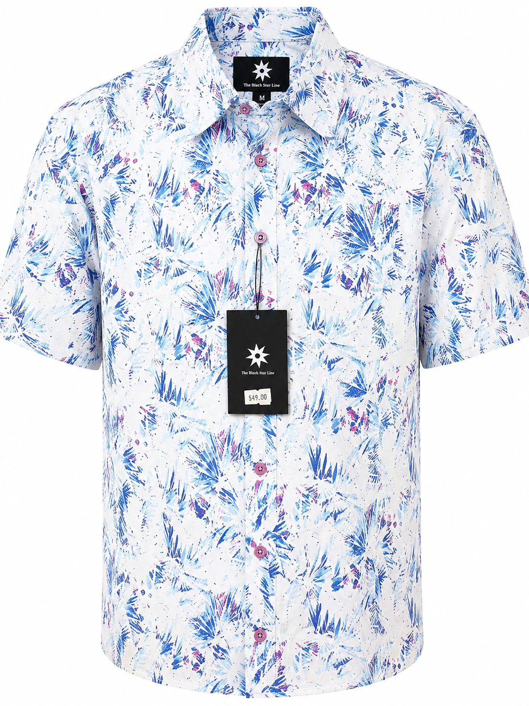 Men’s Abstract Leaf Print Short-Sleeve Shirt