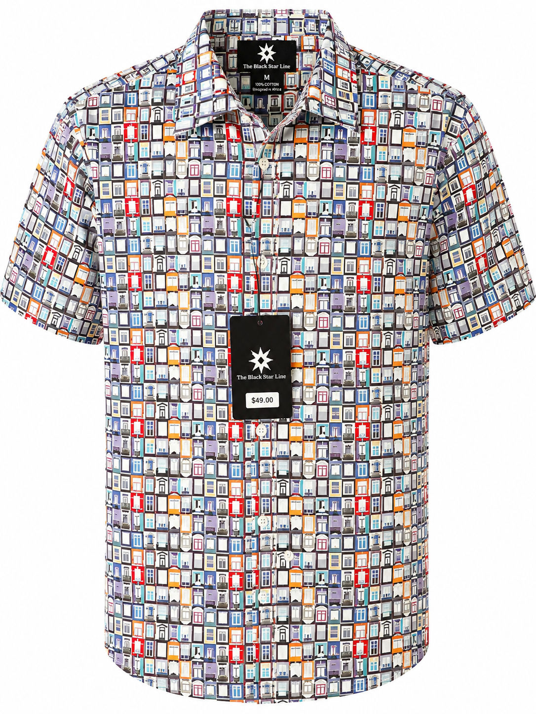 Men’s Geometric Mosaic Print Short-Sleeve Shirt