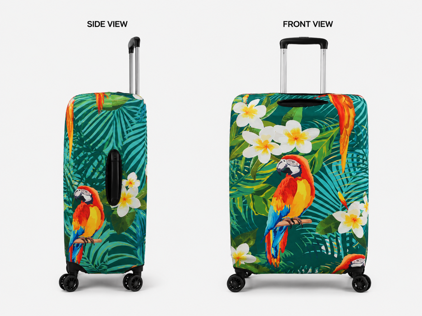 Tropical parrot luggage covers